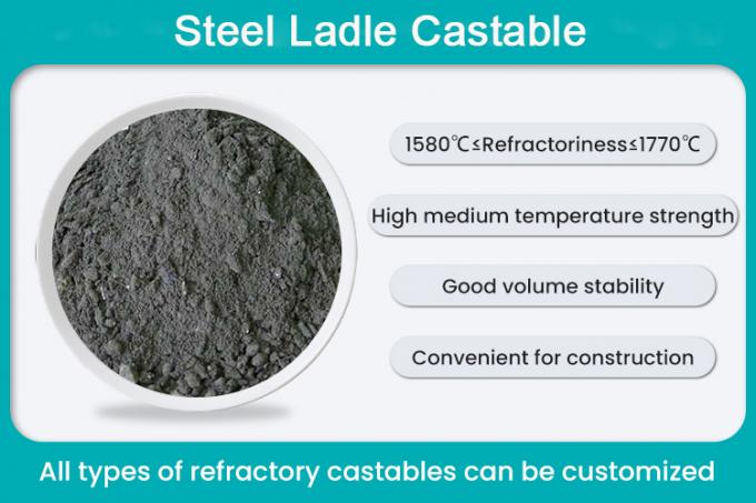 High Erosion Resistance Steel Ladle Castables High Alumina Castable Refractory Lining For Electric Arch Furnace 0