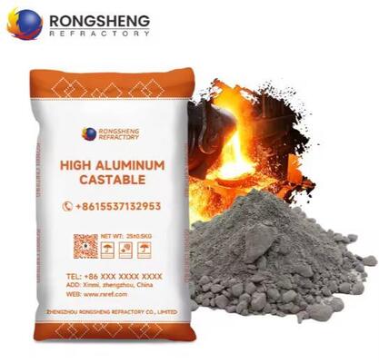 Rongsheng Refractory Castable Low Cement Refractory Casting 1650℃ High Alumina Castable For Furnace Boiler Lining